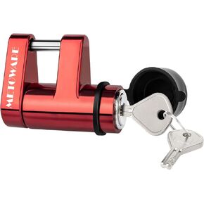 METOWARE Trailer Tongue Coupler Lock with All-Weather Rubber Cap, 1/4" Dia with 7/10" Span Heavy-Duty Trailer Coupler Lock for Tow Boat RV Truck Car's Coupler (1 Pack, Red)
