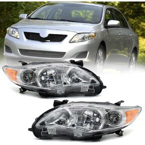 Headlights Assembly Fit for 2011 2012 2013 Toyota Corolla, Housing Headlamps Driver and Passenger Side(Replacement Chrome Housing) (Black)