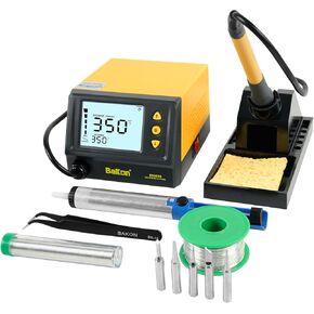 969 Soldering Iron Kit,90W Precision Soldering Station,Soldering Kit with Knob Stepless Temp Controlled,5 Extra Iron Tips,Lead-Free Solder,Sucker,Tweezers,for Electronics Beginner