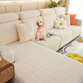 2024 New Universal Sofa Cushion Covers Washable 360° Couch Covers Waterproof Magic Sofa Covers for 1/2/3 Sectional Sofa Dog Pet Friendly Furniture Protector (Light Gray, Headrest Case)