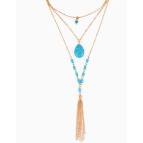 Boho Layered Necklaces Turquoise Teardrop Pendant Necklaces Gold Multilayered Chain Necklace Triple 3 Layered Choker Necklace Long Chain Necklace for Women Jewelry Gift