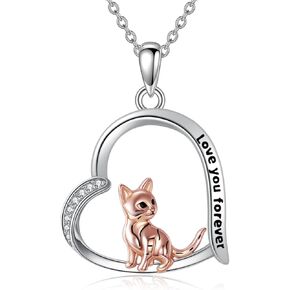 Tabby Cat Necklace 925 Sterling Silver Tabby Cat Pendant Jewelry Gifts for Women Tabby Cat Lovers