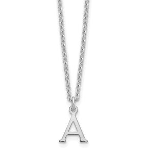 925 Sterling Silver Cutout Letter Initial Cable Chain Necklace (Length 18 in)
