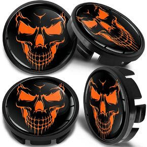 Biomar Labs 4 x 65mm Wheel Centre Alloy Hub Center Caps Compatible with VW 3B7 601 171 / 6U7 601 171 Hubcaps Orange Black CV 58