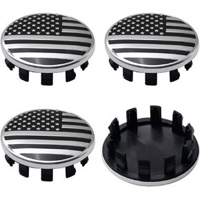 4PCS Custom 63mm 2.5" Silver and Black American Flag Style Car Hub Wheel Center Caps for Ram 1500 Wheels 2019-2022 Replacement 6KF18TRMAA Plastic Car Hubcaps