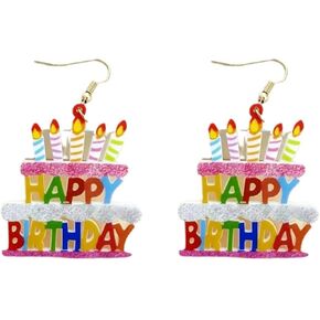 Birthday Earrings for Women Colorful Cake Dangle Drop Earrings Happy Birthday Earrings Celebration Birthday Holiday Party Jewelry Gifts