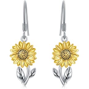 Christmas Gifts Sunflower Earrings for Women 925 Sterling Silver Sunflower Dangle Earring Sunflower Jewelry Gifts for Women Mother