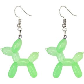 coadipress 3D Balloon Dog Earrings for Women Kawaii Funny Balloon Animal Dog Earrings Colorful Cartoon Resin Charm Poodle Dog Dangle Earrings Patry Fashion Accessories Jewelry