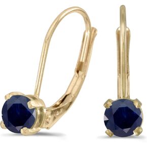 14k Yellow Gold Round Sapphire Lever-back Earrings