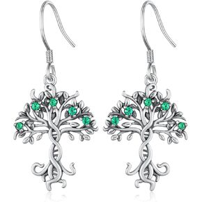 Tree of Life Earrings 925 Sterling Silver Tree of Life Infinity DNA Earrings Dangle Drop Earrings Jewelry Birthday Gifts for Women Mom Grandma