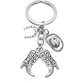 AMOBESTER Western Cowboy Keychain Father's Day Cowboy Hat and Cowboy Boots Key Ring for Man and Women Cowgirl Cowboy Western keychain Dad