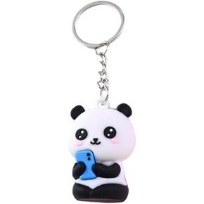 Cute Panda Keychain Kawaii Backpack Keyring Lovely Silicone Panda Stuff Gifts for Girls Pendant Ornament Souvenirs