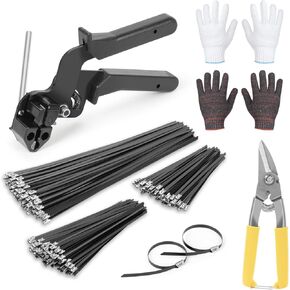 Stainless steel cable Metal Tie Wrap Gun Kit Tie 6+8+12inch 300pcs withTool Kit Stainless steel cable ties suitable for homes, offices gardens and workshops