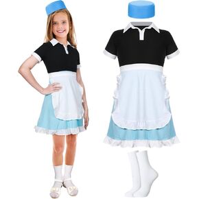 JenPen 5 Pcs 50s Costume Halloween Outfits for Girls Waitress Costume Sock Hop Accessory for Halloween 1950s Party Supply