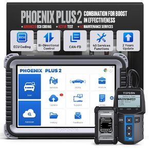 TOPDON Phoenix Plus 2 Bidirectional Scan Tool with Battery Tester, 2 Years Free Update, OE-Level Full Diagnosis, Topology Scanner, 40+ Reset Services, AutoAuth for FCA SGW