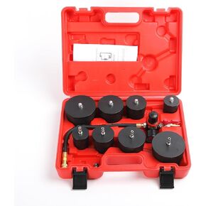 10pc Turbo System Leakage Tester Turbocharger Air Pressure Kit, Turbo Boost Leak Tester Set with 4 Pairs of Stepped Adapters 1-3/8" (35mm) - 3-1/2" (90mm)