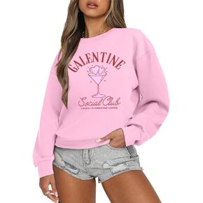 Galentine Party Sweatshirt Women Ladies Celebrating Ladies Shirt Galentine Girls Club Pullover Long Sleeve Tops