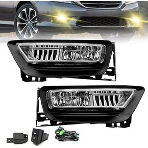 Fog Lights Compatible With 2013 2014 2015 Accord 4-door Sedan with Halogen Bulbs HO2593132 HO2592132 (Clear Lens)
