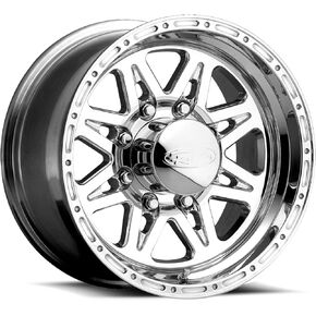 Raceline Wheels 888 RENEGADE Wheel Polished 17X9"8X6.5 Bolt Pattern +6mm Offset/(5.25"B/S) 8 Spoke Aluminum Passenger Car Wheels, Full Size Replacement Chrome Car Rims