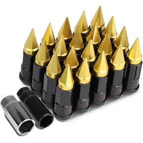 DNA MOTORING LN-ZTL-9032-15-BL 16Pcs M12 x 1.5 25mm OD/75mm Height Open End Style Wheel Lug Nuts + Lock Nut + Key + Extension Adapter, Blue