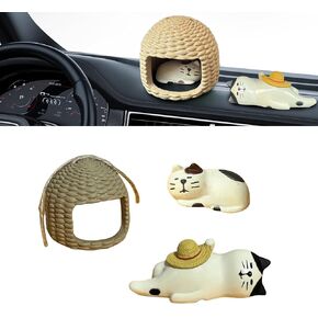 3PCS Cute Cat Ornaments Japanese Dashboard Decorations Rearview Mirror Desktop Decor Car Pussy Cartoon Figure Universal Animal Ornament Decorate Interior Funny Decors Accessories Animals Gifts