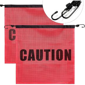 Safety Flag with quick link - OVERSIZE LOAD - 18'' x 18'' - 【2 Pack】