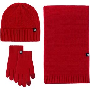 Wander Agio Warm Hat Scarf Glove Set for Women Beanie Hats Scarves and Gloves Womens Polar Fleece 3-Sets