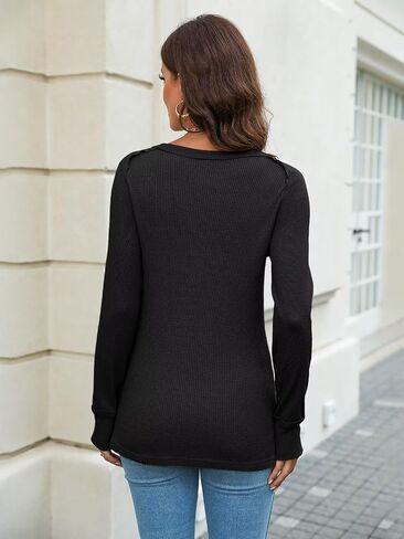 Women Waffle Knit Tops Thermal Long Sleeve Shirts Slim Fitted Crewneck Shirt Fall Winter Tops 2025 in Saudi Arabia