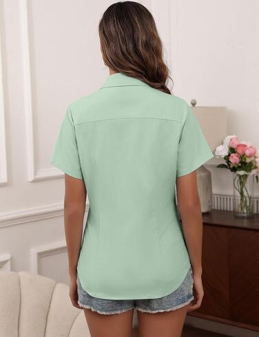 HOTOUCH Women Short Sleeve Button Down Shirts Business Work Fitted Collared Blouse Office Basic 2025 Tops S-2XL in Saudi Arabia