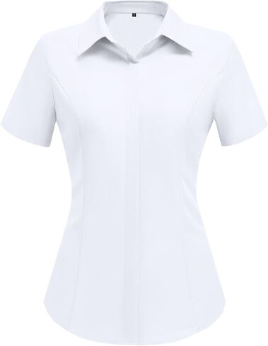 HOTOUCH Women Short Sleeve Button Down Shirts Business Work Fitted Collared Blouse Office Basic 2025 Tops S-2XL in Saudi Arabia