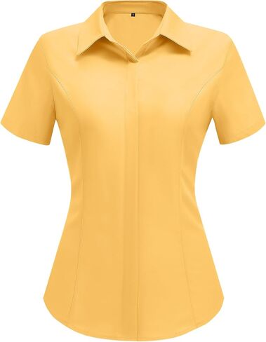 HOTOUCH Women Short Sleeve Button Down Shirts Business Work Fitted Collared Blouse Office Basic 2025 Tops S-2XL in Saudi Arabia