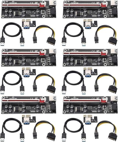YABOANG PCI-E 1X to 16X Riser Card,GPU Extender Riser Card - (V011-PRO,1 Pack) 10 Capacitors,for Bitcoin Ethereum Mining ETH,with 0.6 m USB 3.0 Extension Cable & 6PIN SATA Power Cable in Saudi Arabia