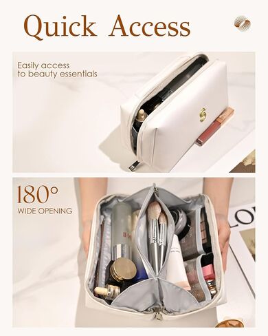 Valentines Day Gifts - Initial Makeup Bag for Women Teen Girls, Large Capacity & Wide Open Cosmetic Bags, PU Leather Toiletry Bag, Graduation Gifts Ideas, Bridesmaid Gifts, Friendship Gifts in Saudi Arabia