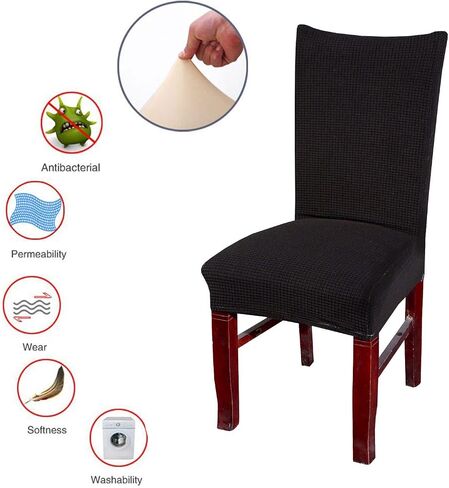 SoulFeel Set of 4 Stretch Textured Check Dining Chair Covers Removable and Washable Spandex Parsons Chair Seat Protector Slipcovers for Dining Room Restaurant Hotel Banquet Ceremony (Deep Blue) in Saudi Arabia