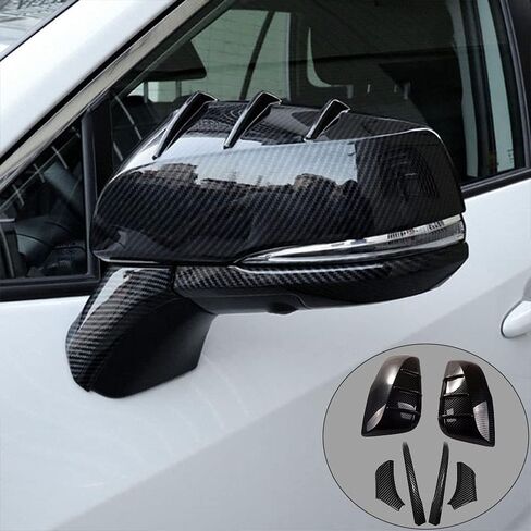 for Toyota RAV4 2019 2020 2021 2022 2023 2024 ABS Engineering Plastics,Carbon fiber Chrome Automobile Door Side Rearview Mirror Cover Trim 2Pcs（mirror cover） in Kuwait