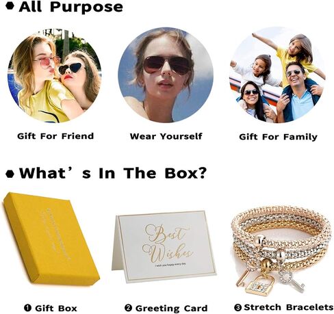 RINHOO FRIENDSHIP 3PCS Gold Silver Rose Gold Corn Chain Bracelet Crystal Multilayer Charms Stretch Bracelet for Women in Saudi Arabia