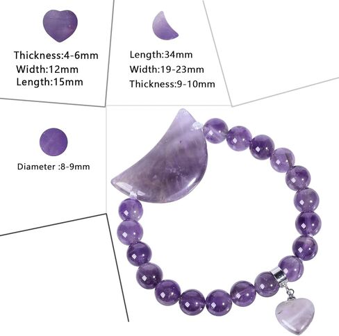 TUMBEELLUWA Crystal Bracelet for Women Healing Stone Bracelet 8mm Beads Energy Heart Charm Jewelry in Saudi Arabia