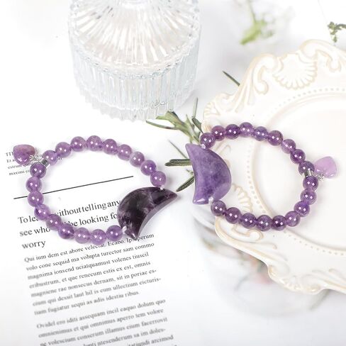 TUMBEELLUWA Crystal Bracelet for Women Healing Stone Bracelet 8mm Beads Energy Heart Charm Jewelry in Saudi Arabia