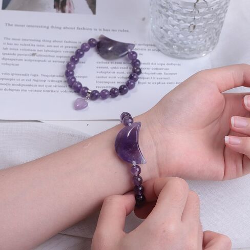 TUMBEELLUWA Crystal Bracelet for Women Healing Stone Bracelet 8mm Beads Energy Heart Charm Jewelry in Saudi Arabia