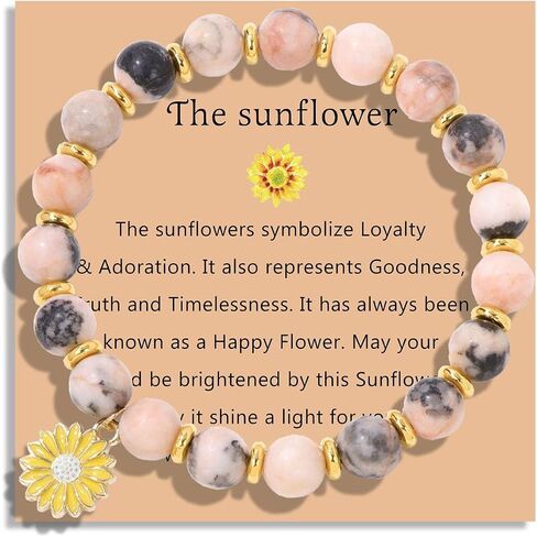 Natural Stone Sunflower Bracelets for Women Braided Rope Beaded Bracelet Inspirational Sunflower Gifts in Saudi Arabia