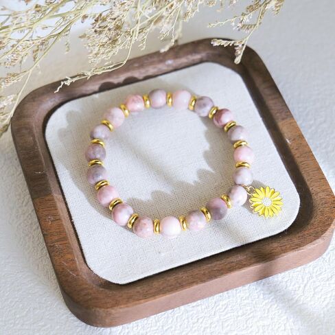 Natural Stone Sunflower Bracelets for Women Braided Rope Beaded Bracelet Inspirational Sunflower Gifts in Saudi Arabia