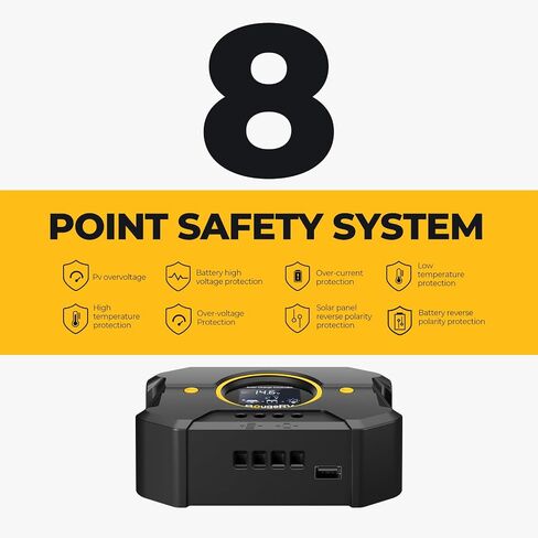 BougeRV Li 30A PWM Solar Charge Controller 12V 24V, with Backlit Display, USB Port, Negative Ground Battery Intelligent Regulator for Solar Panels Compatible with LFP, AGM, SLD, FLA, for RV, Off-Gird in Kuwait