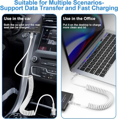 USB to USB C Coiled Cable Fast Charging for iPhone 16/16 Pro/16 Pro Max/16 Plus/15/15 Pro/15 Pro Max/Plus,3FT Retractable Car Charger Cord Android Auto for Samsung Galaxy A15 A55 S24,Pixel 9 Pro Fold in Saudi Arabia