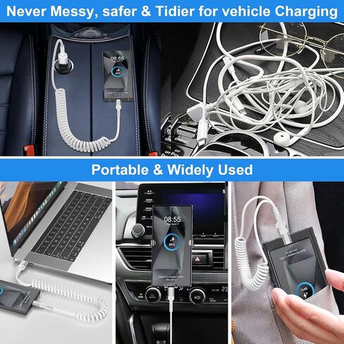 USB to USB C Coiled Cable Fast Charging for iPhone 16/16 Pro/16 Pro Max/16 Plus/15/15 Pro/15 Pro Max/Plus,3FT Retractable Car Charger Cord Android Auto for Samsung Galaxy A15 A55 S24,Pixel 9 Pro Fold in Saudi Arabia