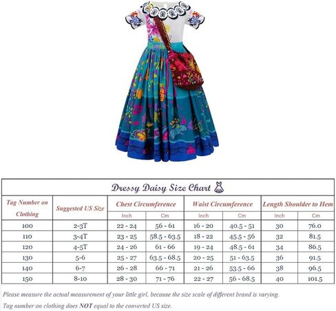 Dressy Daisy Magical Family Girls Maribel Isabella Fancy Dress Up Halloween Costume with Bag & Glasses & Wig Size 2T to 10 in Saudi Arabia
