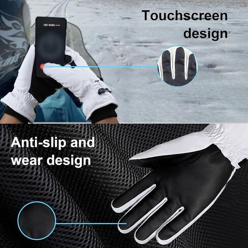 Winter Ski Gloves for Men Women, Unisex Warm Snowboard Gloves Waterproof Touchscreen Snow Gloves for Cold Weather in Kuwait