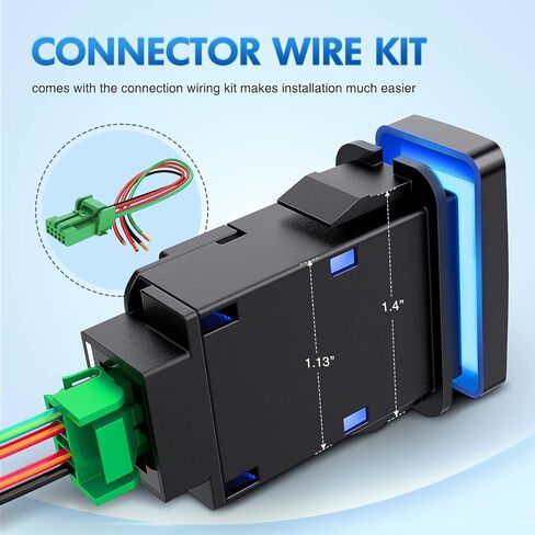 Nilight Rocker Switch Style شاحن USB LED الفولتميتر شحن سريع 12 فولت PD نوع C وQC 3.0 شاحن سيارة 1.54 بوصة × 0.83 بوصة استبدال مع الصمامات المضمنة لتاكوما تندرا 4Runner FJ Cruiser Hilux Fortuner in Kuwait