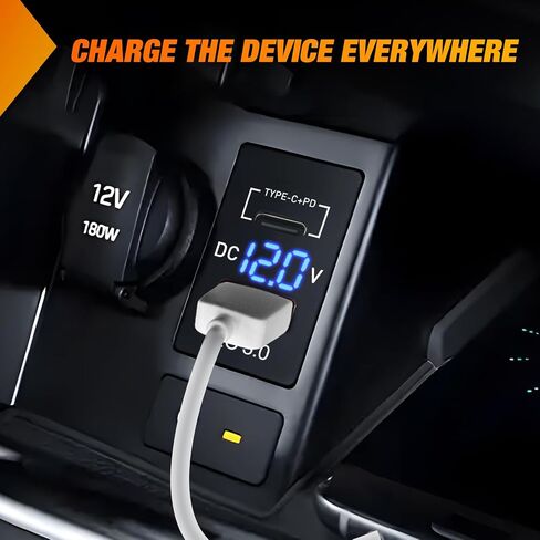 Nilight Rocker Switch Style شاحن USB LED الفولتميتر شحن سريع 12 فولت PD نوع C وQC 3.0 شاحن سيارة 1.54 بوصة × 0.83 بوصة استبدال مع الصمامات المضمنة لتاكوما تندرا 4Runner FJ Cruiser Hilux Fortuner in Saudi Arabia