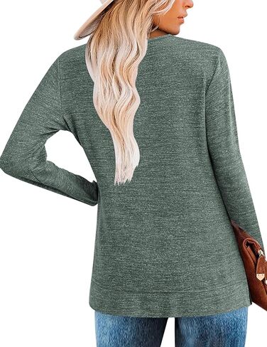 Zeagoo Women's Casual Tunic Tops Long Sleeve Shirts for Leggings V Neck Button Fall Pullover Blouse Loose Sweatshirts in Saudi Arabia