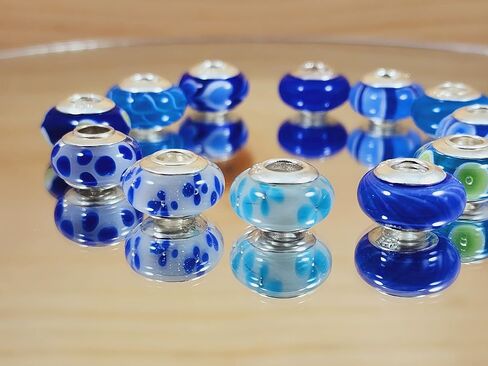 غالاكسي الذهب GG حقيقية زجاج مورانو سحر صالح باندورا سحر الأساور، 925 الفضة الاسترليني الملونة دوامة قوس قزح الأزرق قلوب سحر الخرزة الزجاجية الأصلية لسوار وقلادة in Kuwait